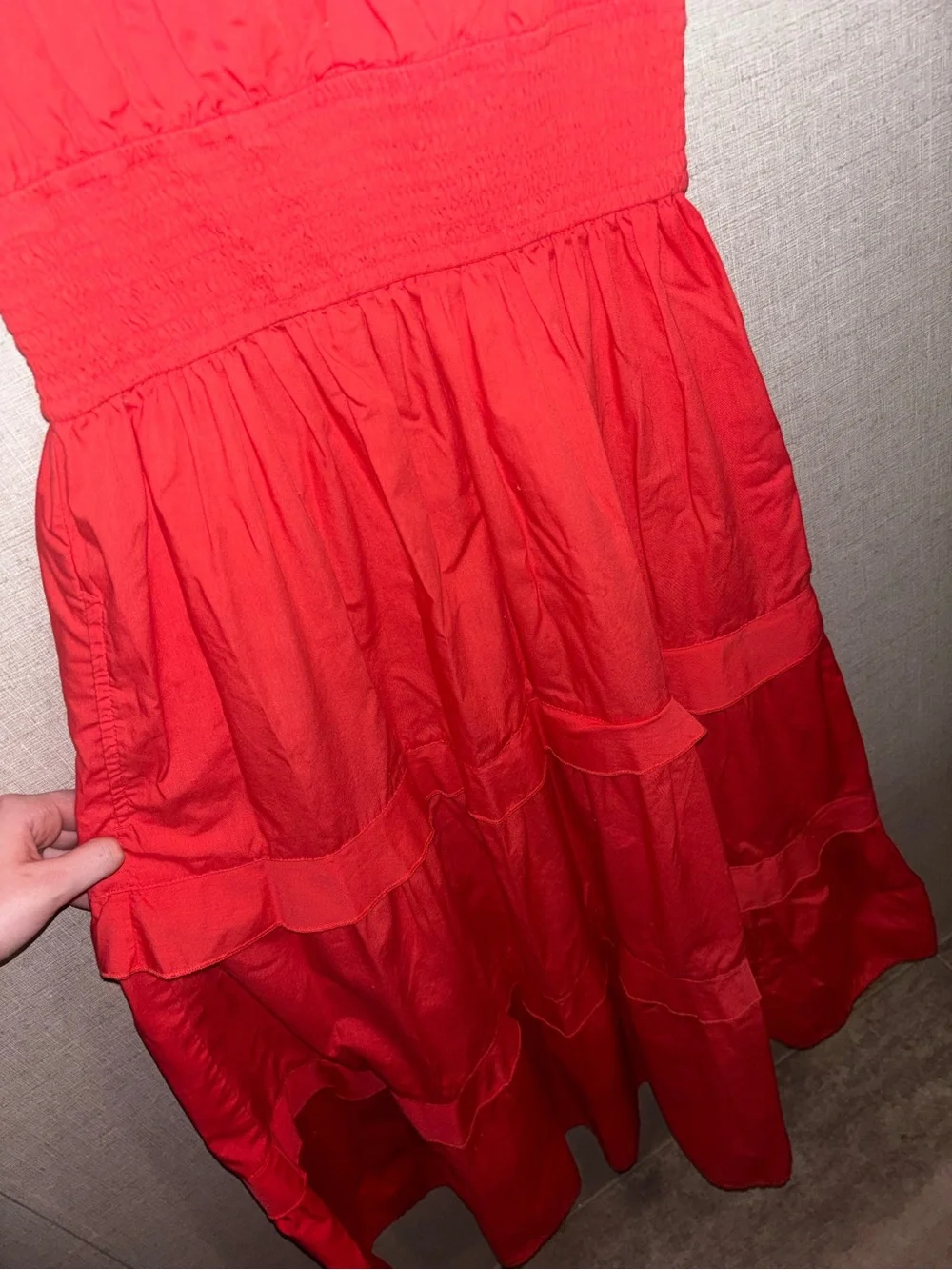 Abercrombie & Fitch Red V-Neck Tiered Maxi Dress